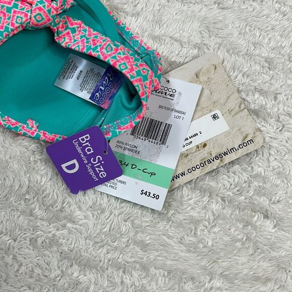 CoCo Rave Bae Push up Bandeau bikini top, size 34D NWT - Picture 5 of 7